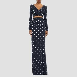 Black Halo Navy and White Polka Dot Skirt Set